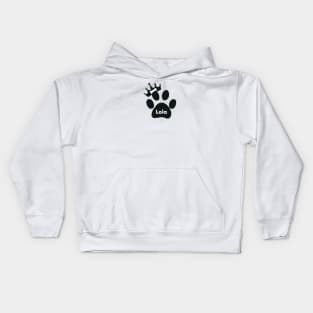 Lola name made of hand drawn paw prints Kids Hoodie